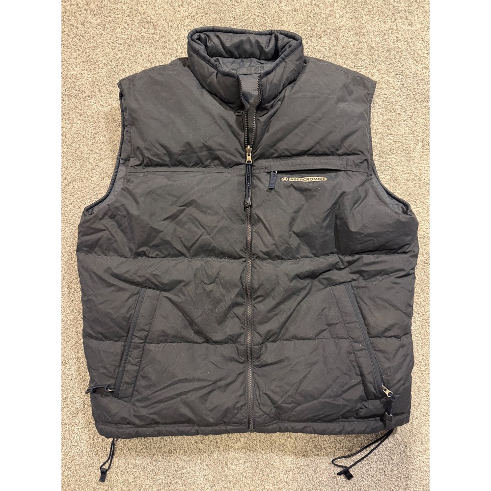 Abercrombie Fitch Puffer Down Vest Mens XL Blue‎ Reversible Insulated Full Zip *
